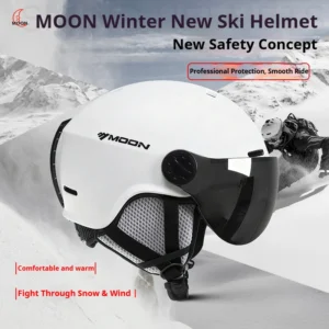 MOON-Skiing Helmet with Integrally Molded Goggles, PC and EPS Outdoor Sports, Ski Snowboard and Skateboard