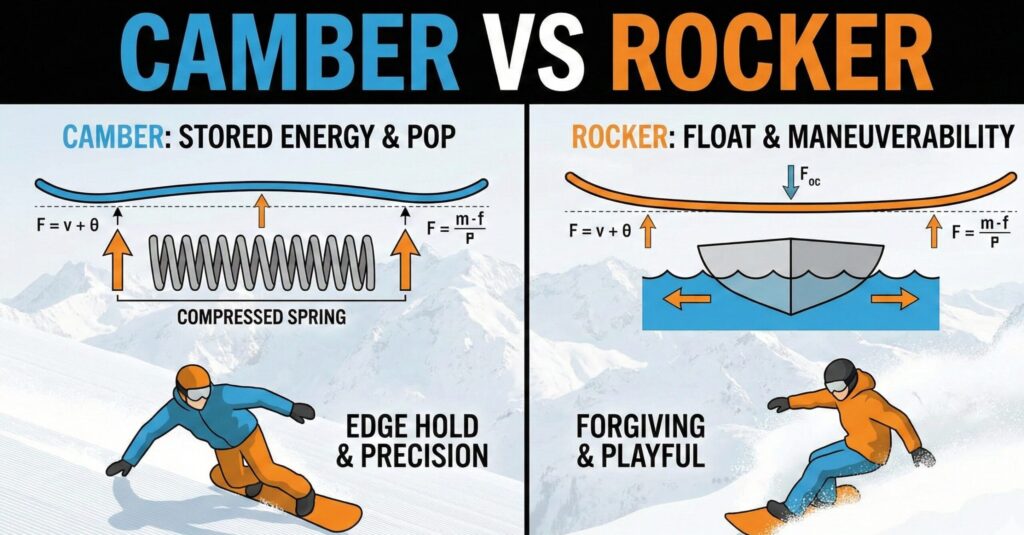 Camber vs rocker physics and rider benefits